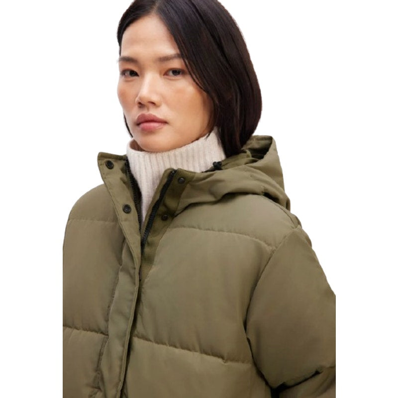 EVERLANE Women's The ReNew Long Puffer Jacket XS Army Green Hood Coat NWT