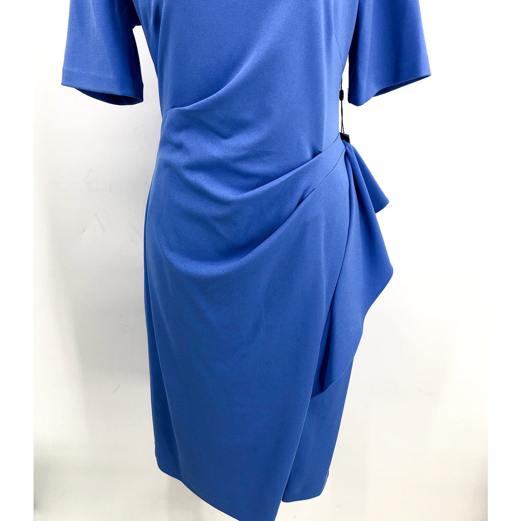 ADRIANNA PAPELL Women's Draped Sheath Dress Size 12 Periwinkle Knit Crepe NWT