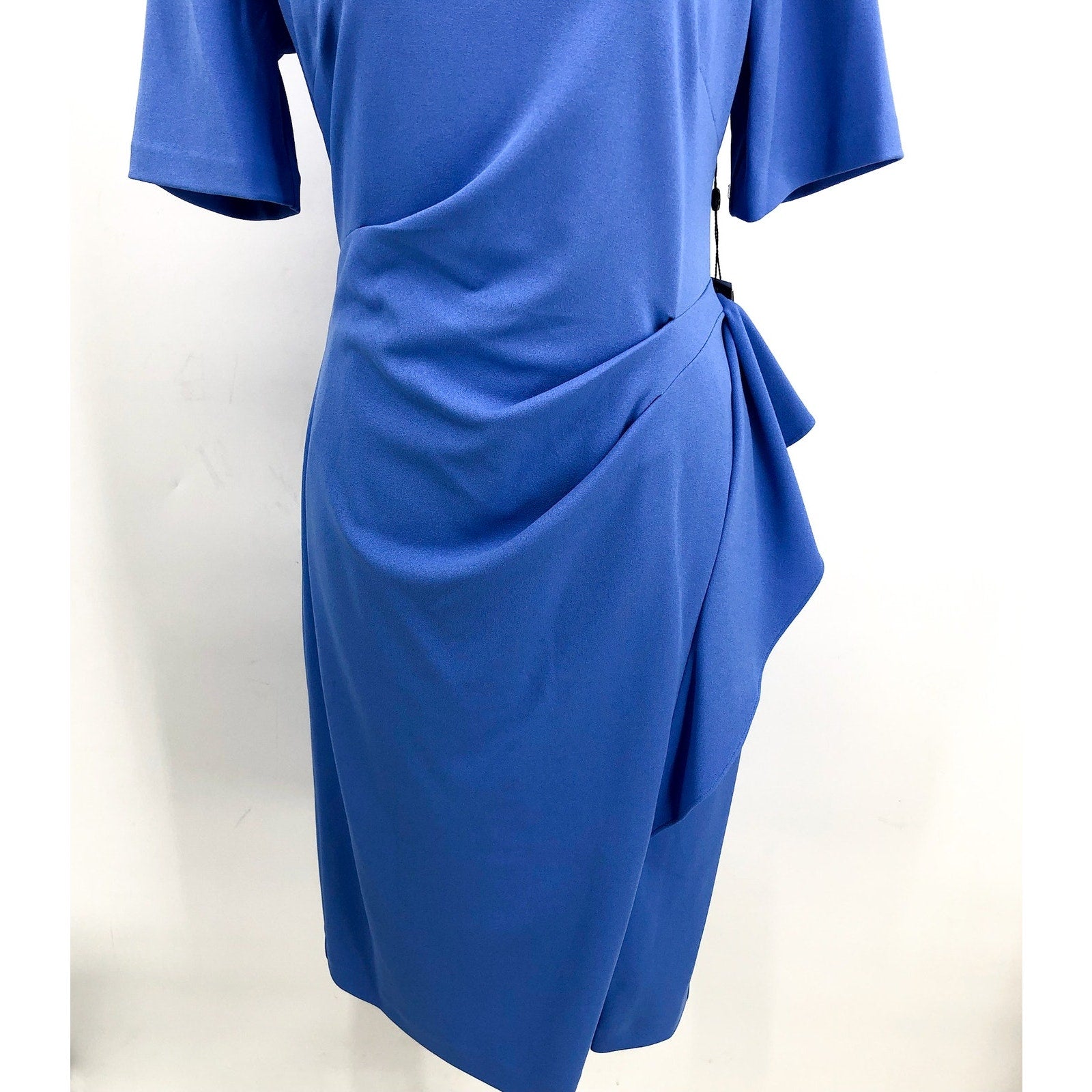 ADRIANNA PAPELL Women's Draped Sheath Dress Size 12 Periwinkle Knit Crepe NWT