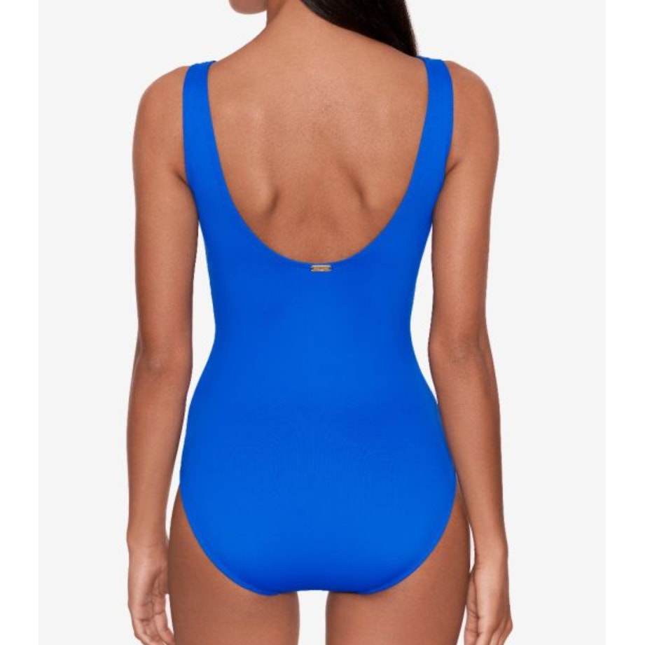 LAUREN RALPH LAUREN Beach Club Solids Ruffle One Piece Size 4 Royal Blue NWT