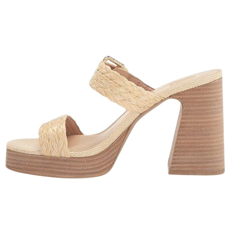 Dolce Vita Womens Landry Heeled Sandals SIZE 8.5 M Vanilla Raffia Cream NWOB