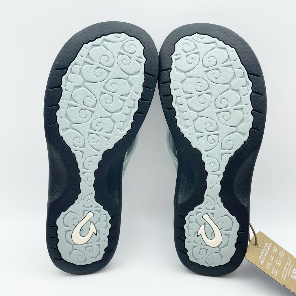 OluKai Womens Ohana Flip Flop Sandals Size 7 Blue Swell Hua Pineapple Print NIB
