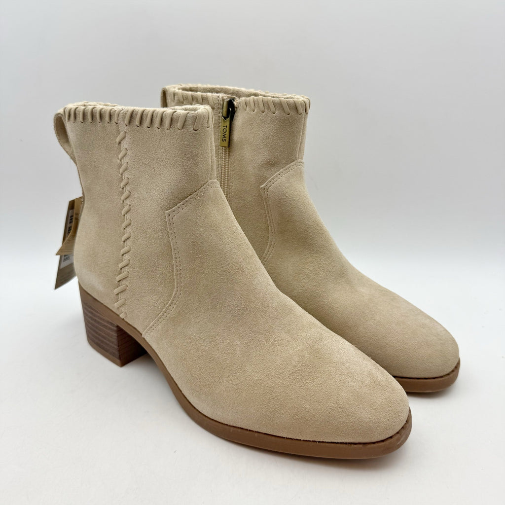 TOMS Womens Delilah Ankle Booties US 7.5 EU 38 Tan Suede Water Repellent NWOB