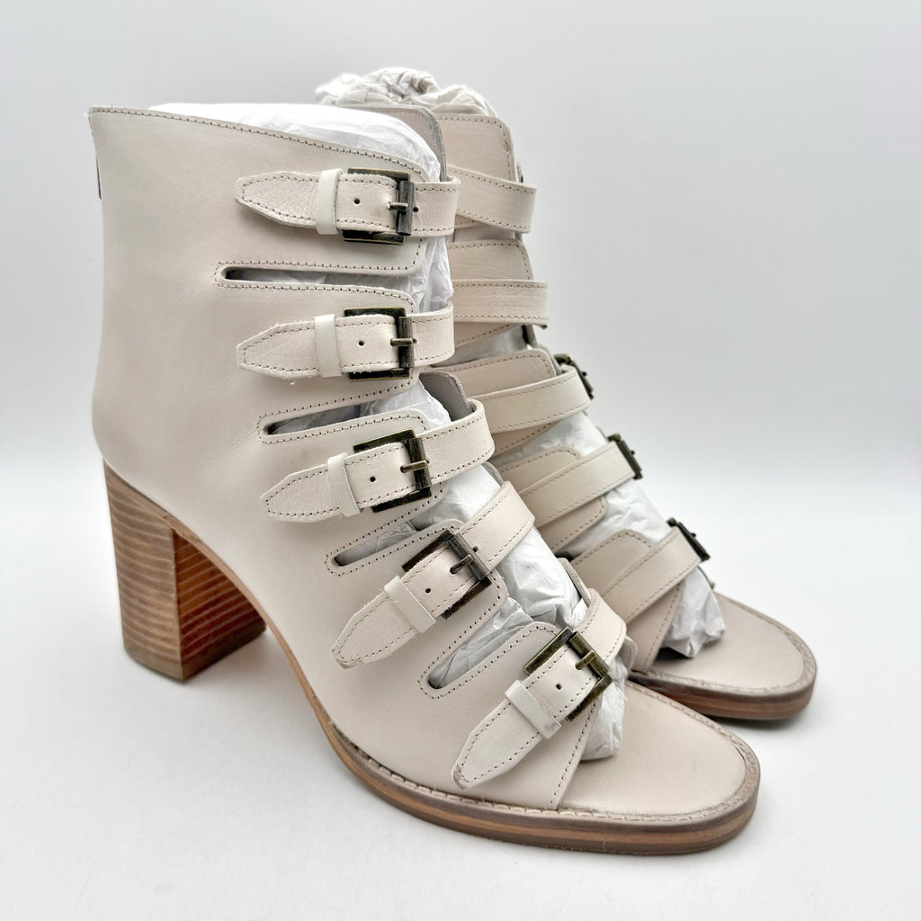 Vintage Foundry Co Womens Lauralyn Heel Sandals US 10 Cream Ivory Leather NIB