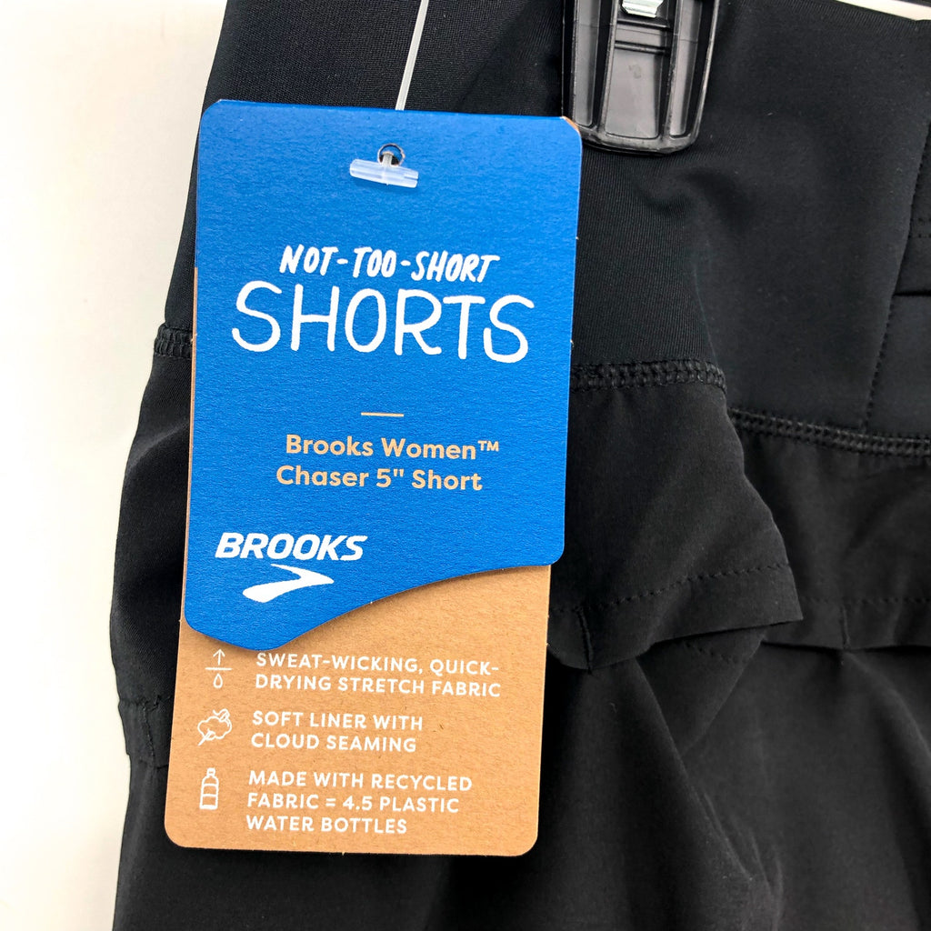 BROOKS Womens Chaser 5" Running Shorts Small Black Athletic Lightweight NWT