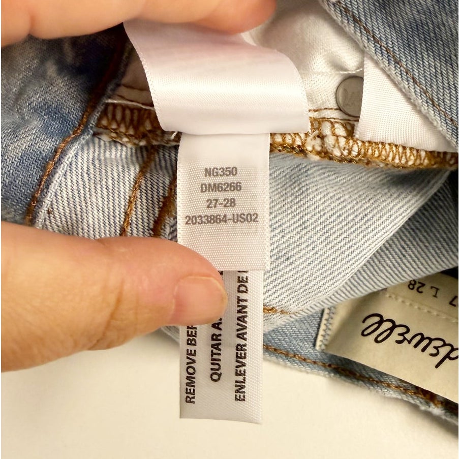 MADEWELL Men's 1991 Straight-Leg Jeans 27X28 Light Blue Halton Distressed NWT