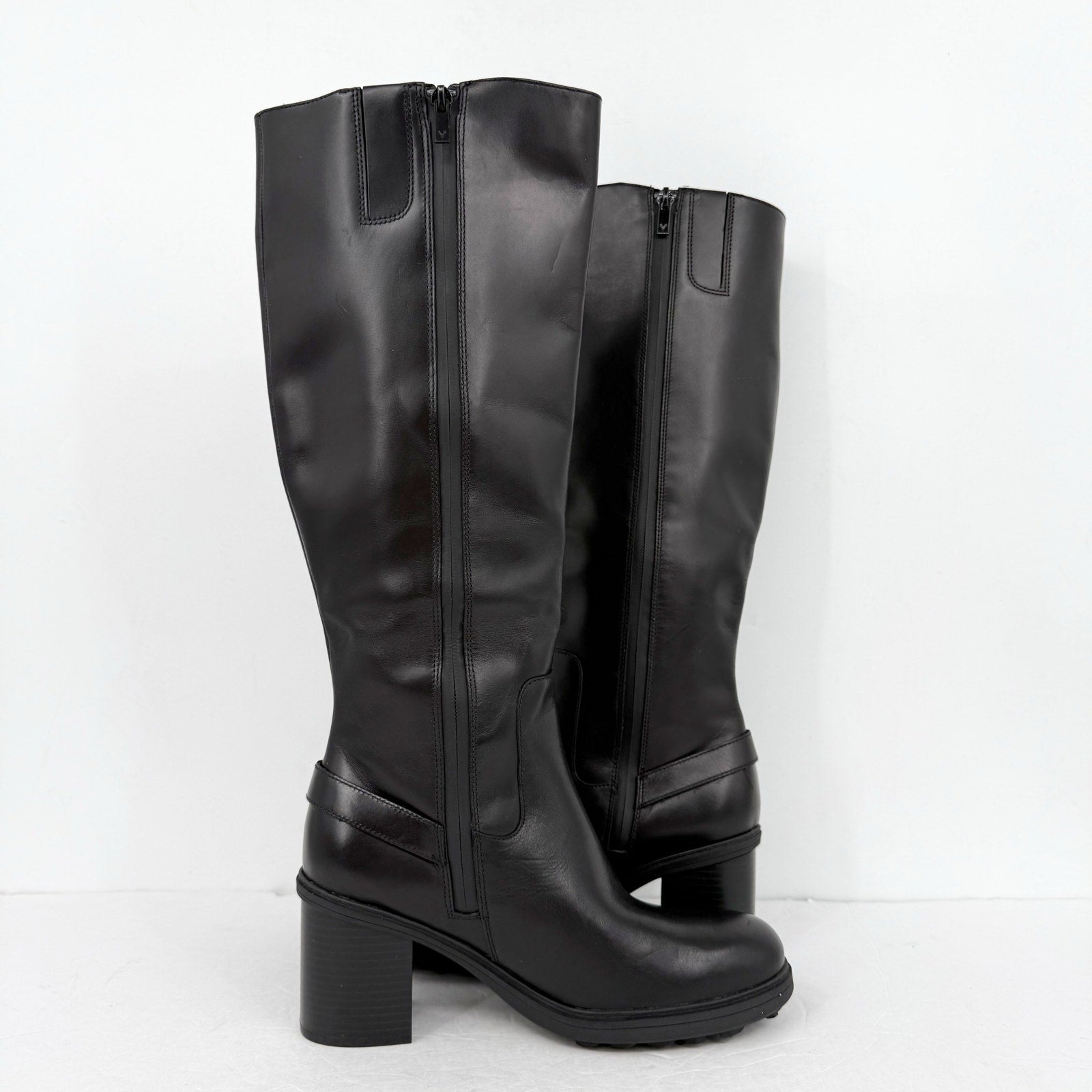 Vionic Womens Trabuco Knee High Boots US 9.5 Wide Black Leather Waterproof NWOB