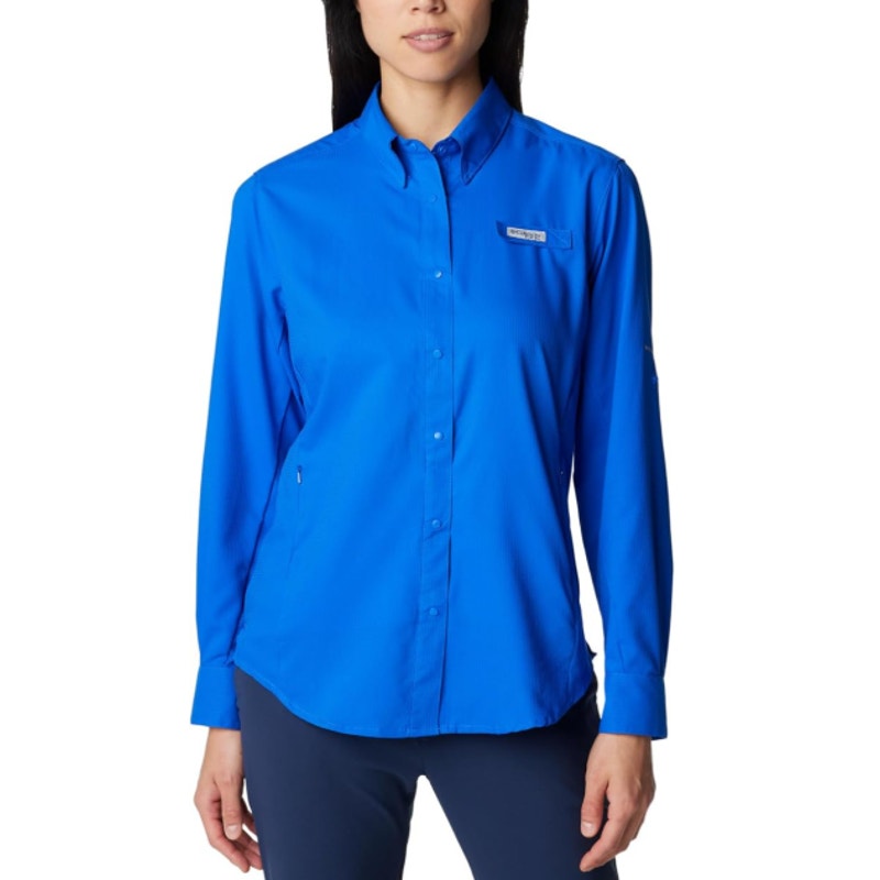 COLUMBIA Women’s PFG Tamiami II Long Sleeve Shirt XL Blue Macaw UPF 40 NWT