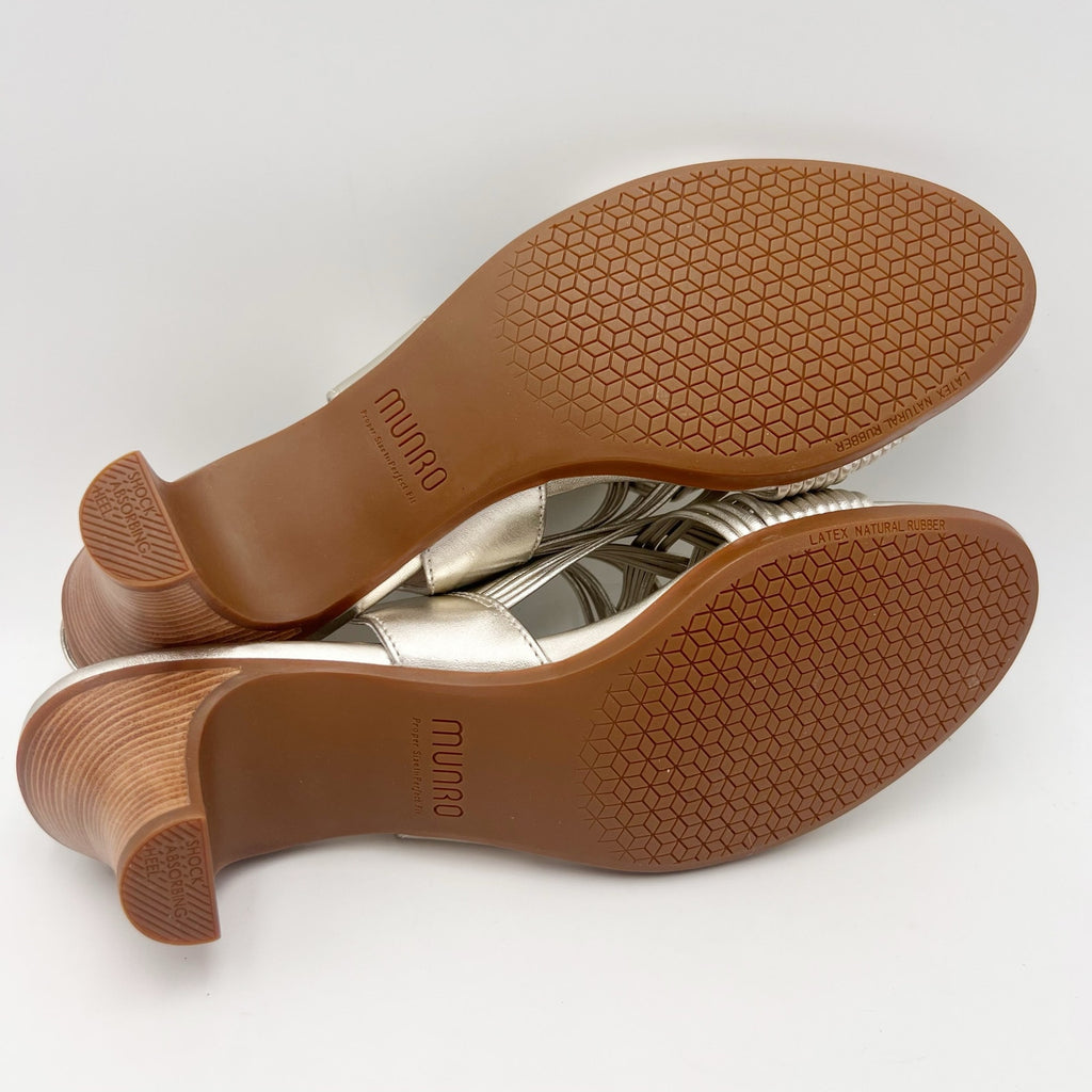 Munro Womens Marianna Heeled Sandals Size 12 M Silver Leather NWOB