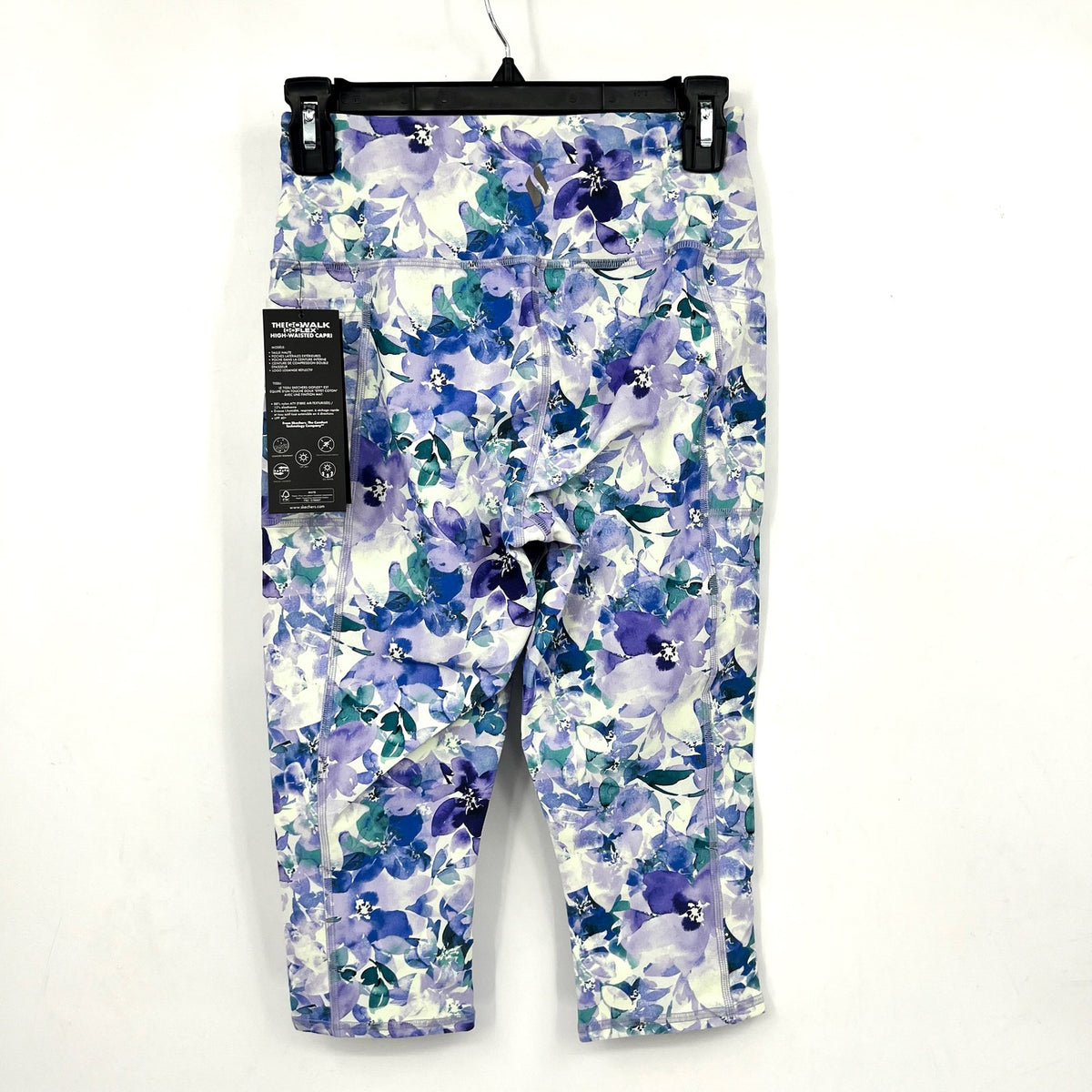 SKECHERS Gowalk Capri Leggings XS Blue Seascape Floral High Waisted NWT