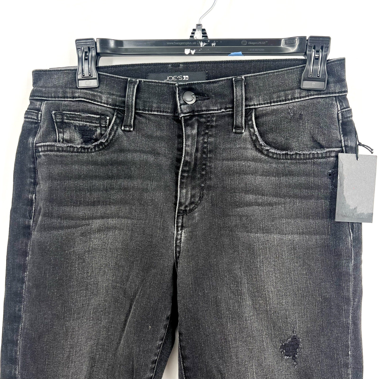 JOES JEANS Straight Crop Jeans Size 26 US 4 Black Wash Distressed Mid Rise NWT
