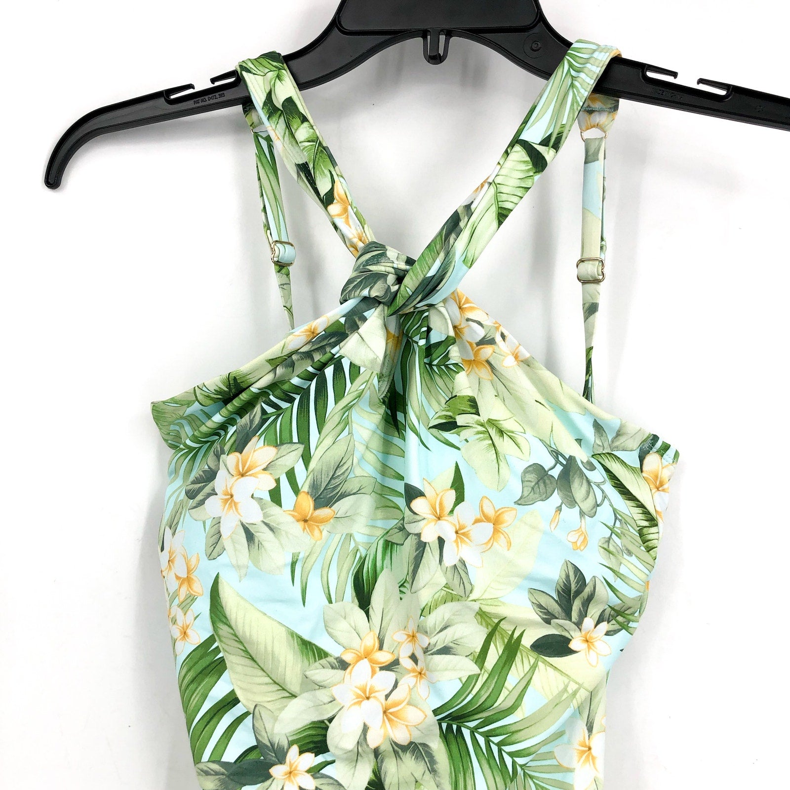 TOMMY BAHAMA Paradise Fronds High Neck One Piece Swimsuit Size 4 Green White NWT