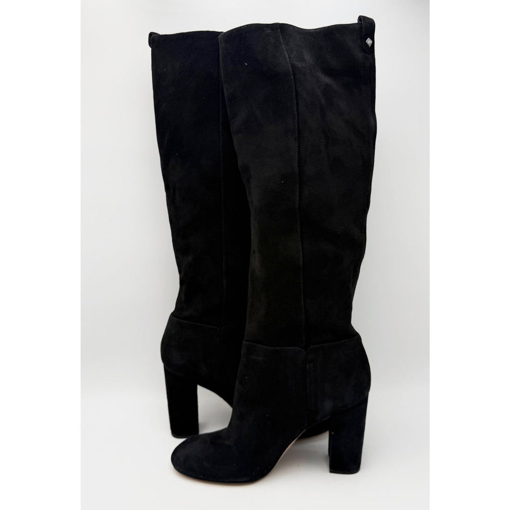 Sam Edelman Womens Caprice Heeled Knee High Boots Size 6 EU 36 Black Suede NWOB