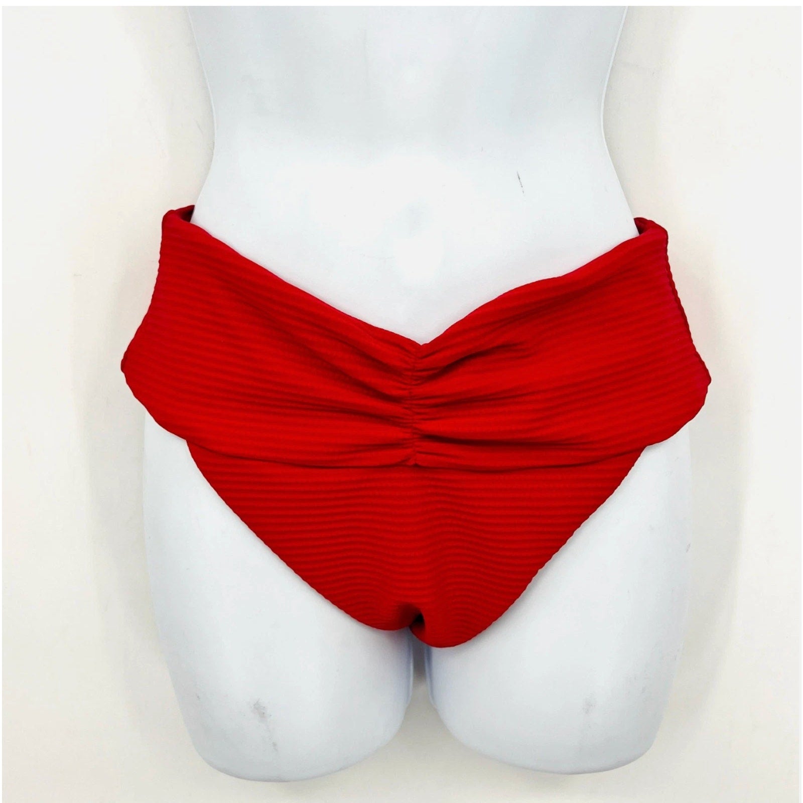 L*Space Eco Chic Repreve Bardot Bikini Bottom Large Lipstick Red NWT