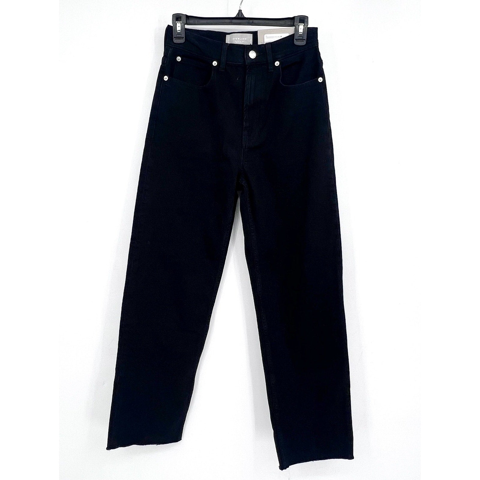 EVERLANE Womens Way-High Jeans 27x29 US 4 LONG Black Straight Organic Cotton NWT