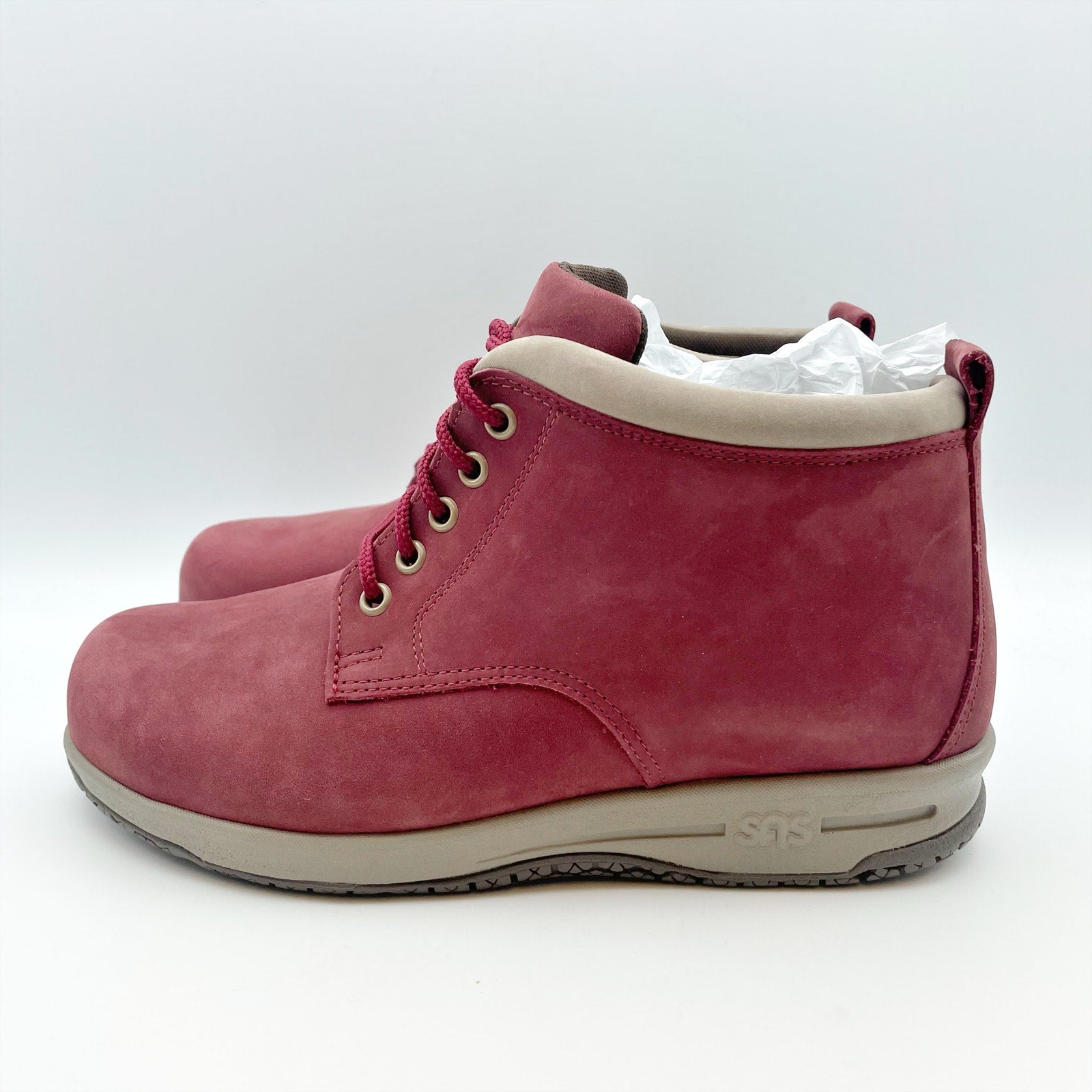 SAS Womens Gretchen Ankle Bootie US 6 WW EU 36.5 Red Leather Water Resistant NIB