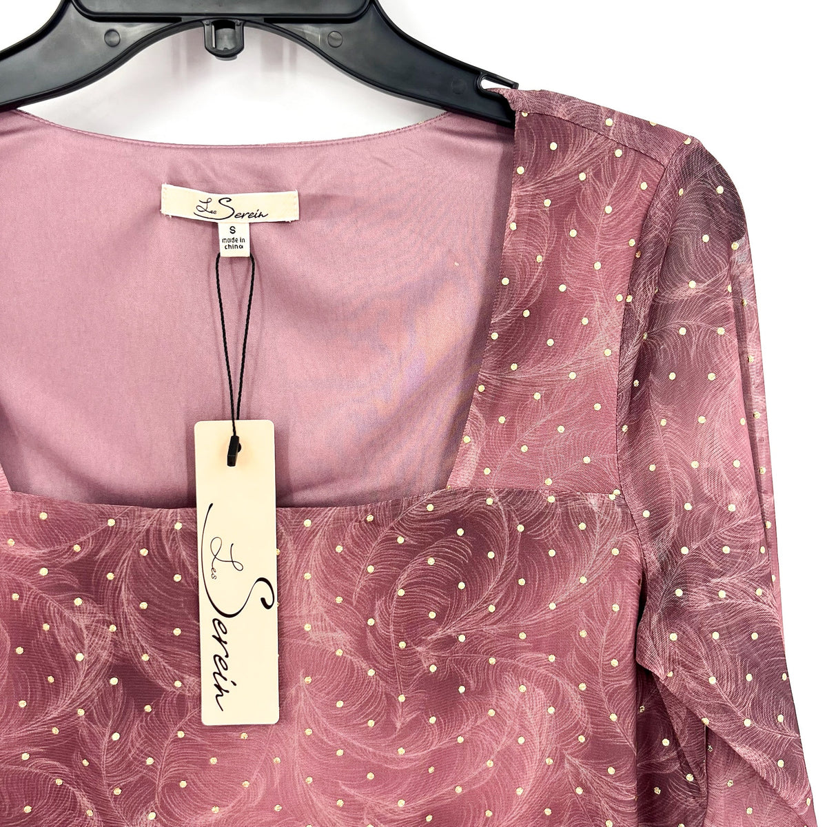 Stitch Fix LES SEREIN Womens Sequin Sheer Top Small Purple Long Sleeve NWT
