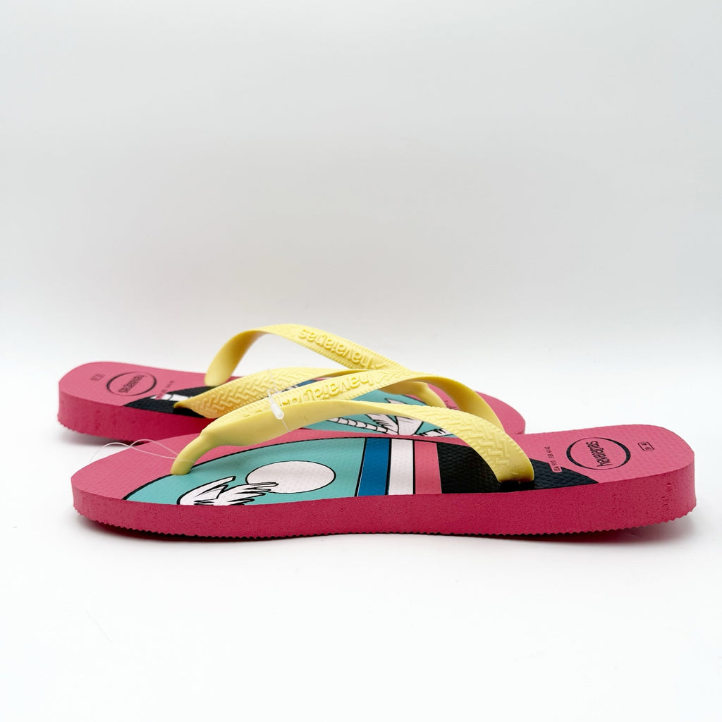 Havaianas Womens Top Vibes Flip Flops US 9-10 EU 39-40 Pink Tropical NWOB