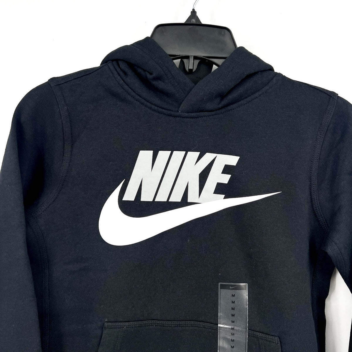 Nike Big Boys' Club Fleece Hoodie Medium Black Pullover Sweatshirt NWT