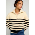 BLANKNYC Womens Turtleneck Striped Sweater XS Cream Black Peak Hour NWT