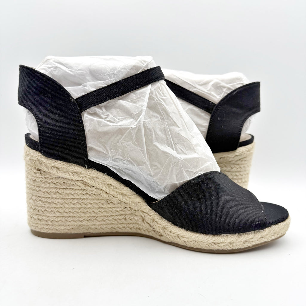LifeStride Womens Tess Wedge Espadrille Sandals US 11 Wide EU 42 Black NIB