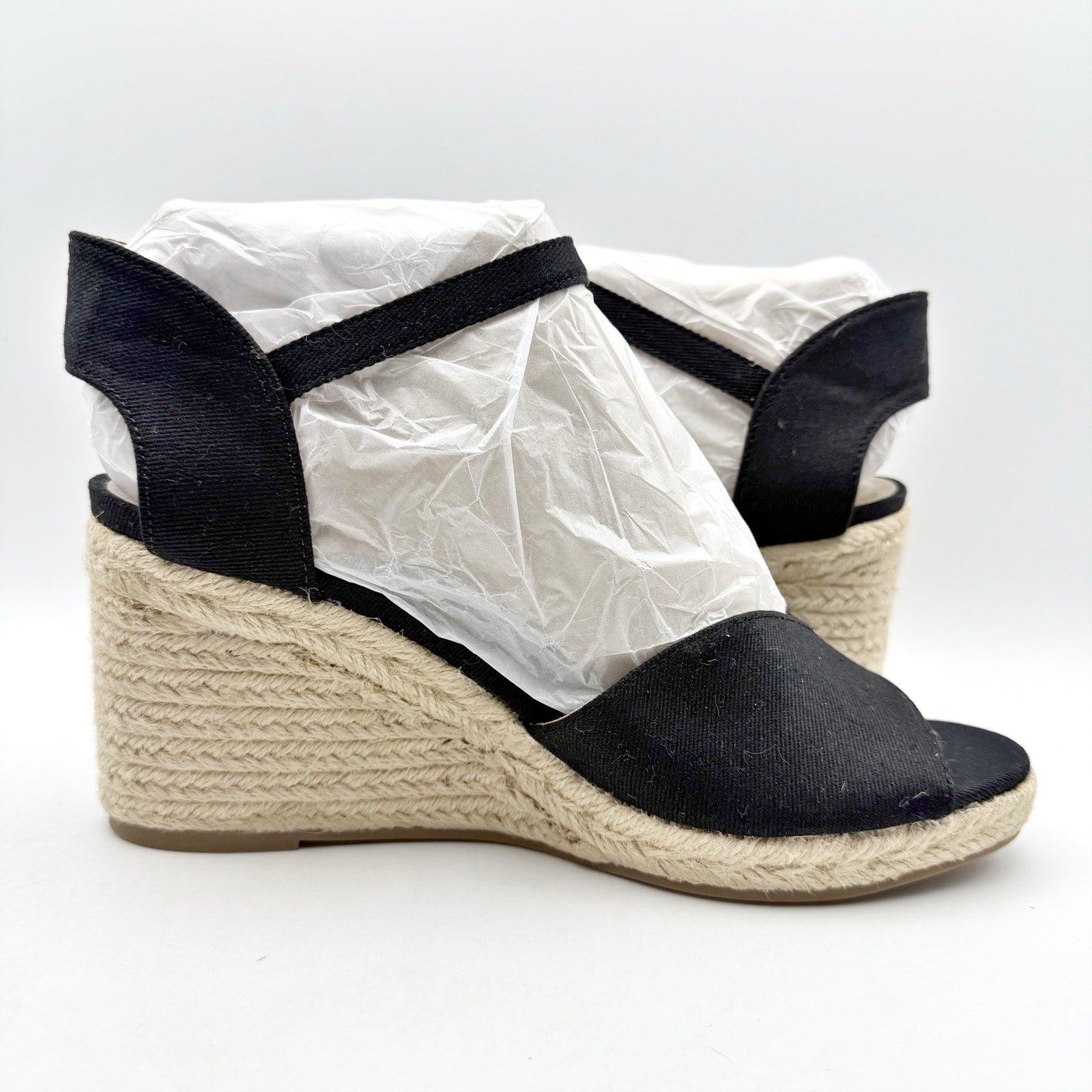 LifeStride Womens Tess Wedge Espadrille Sandals US 11 Wide EU 42 Black NIB