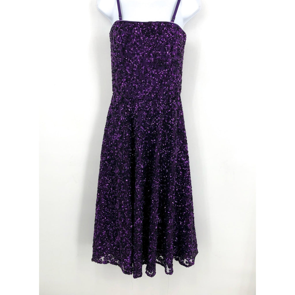 DRESS THE POPULATION Square Neck Sequin Dress XS Purple/Multi NWOT
