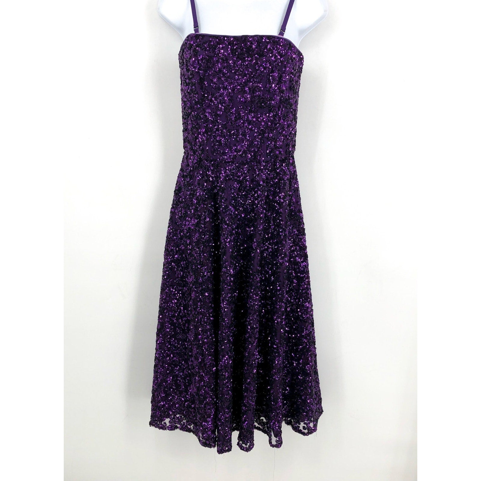 DRESS THE POPULATION Square Neck Sequin Dress XS Purple/Multi NWOT