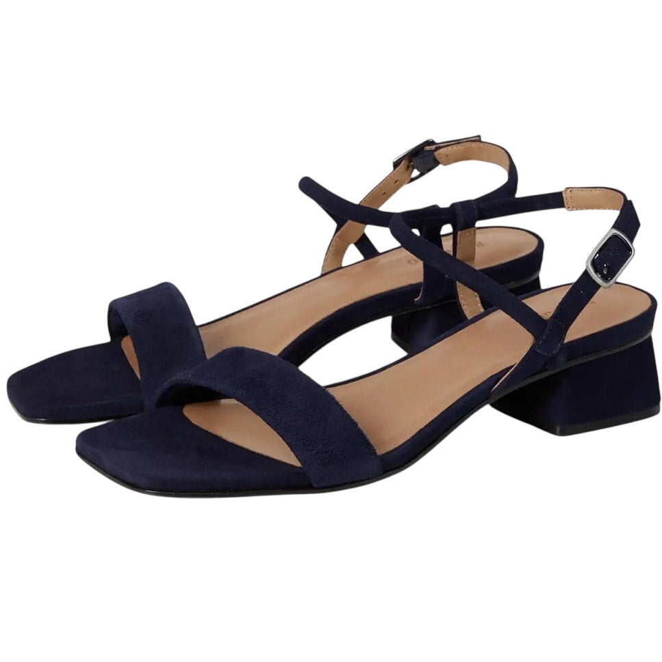 Bernardo Womens Josei Heeled Sandal US 11 Navy Blue Suede Leather NIB