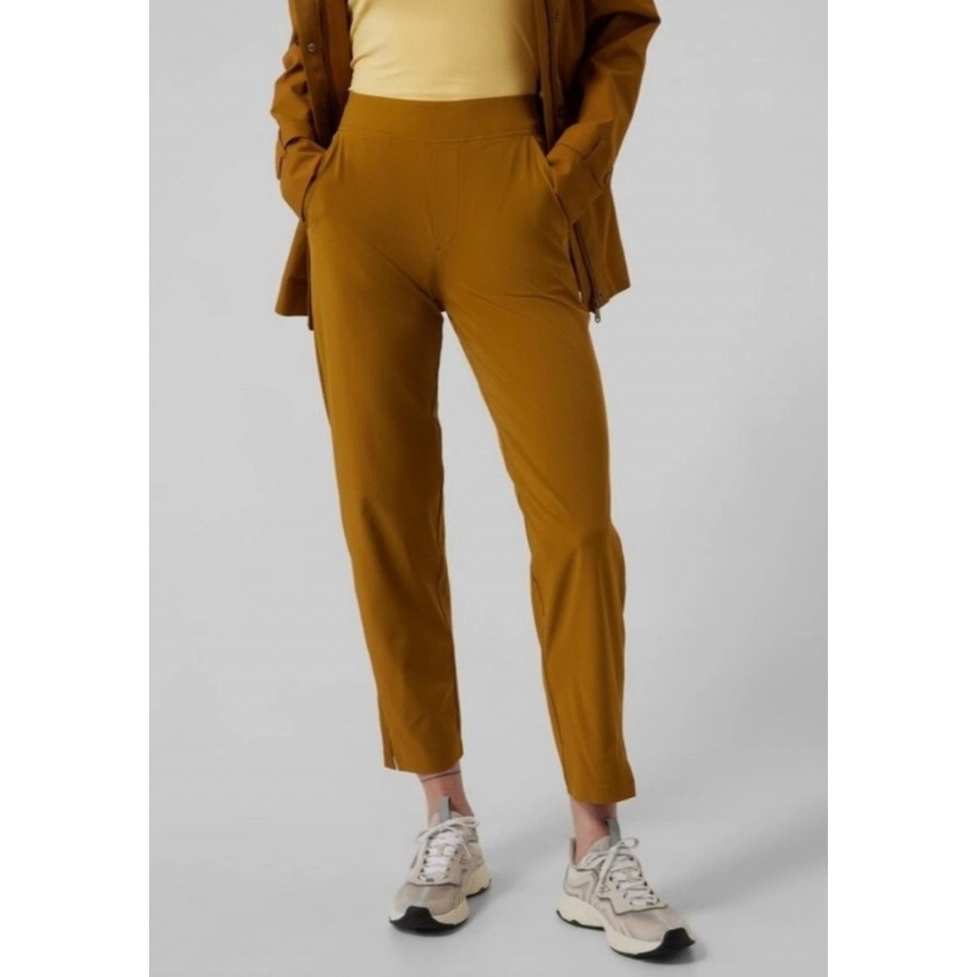 ATHLETA Womens Brooklyn Mid Rise Ankle Pants Size 4 Gold Brass Gold Knit NWOT