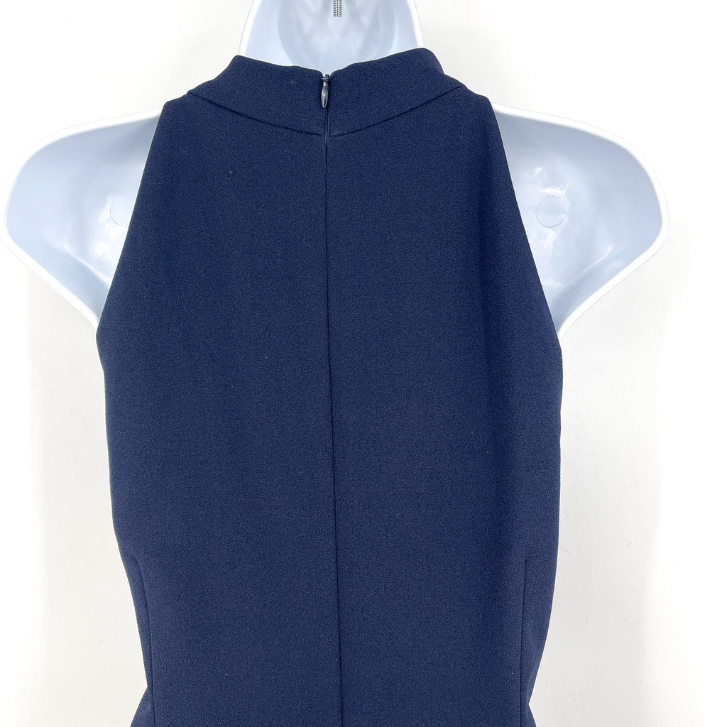 VINCE CAMUTO Signature Crepe Bow Jumpsuit Size 16 Navy Blue Halter Neck NWT