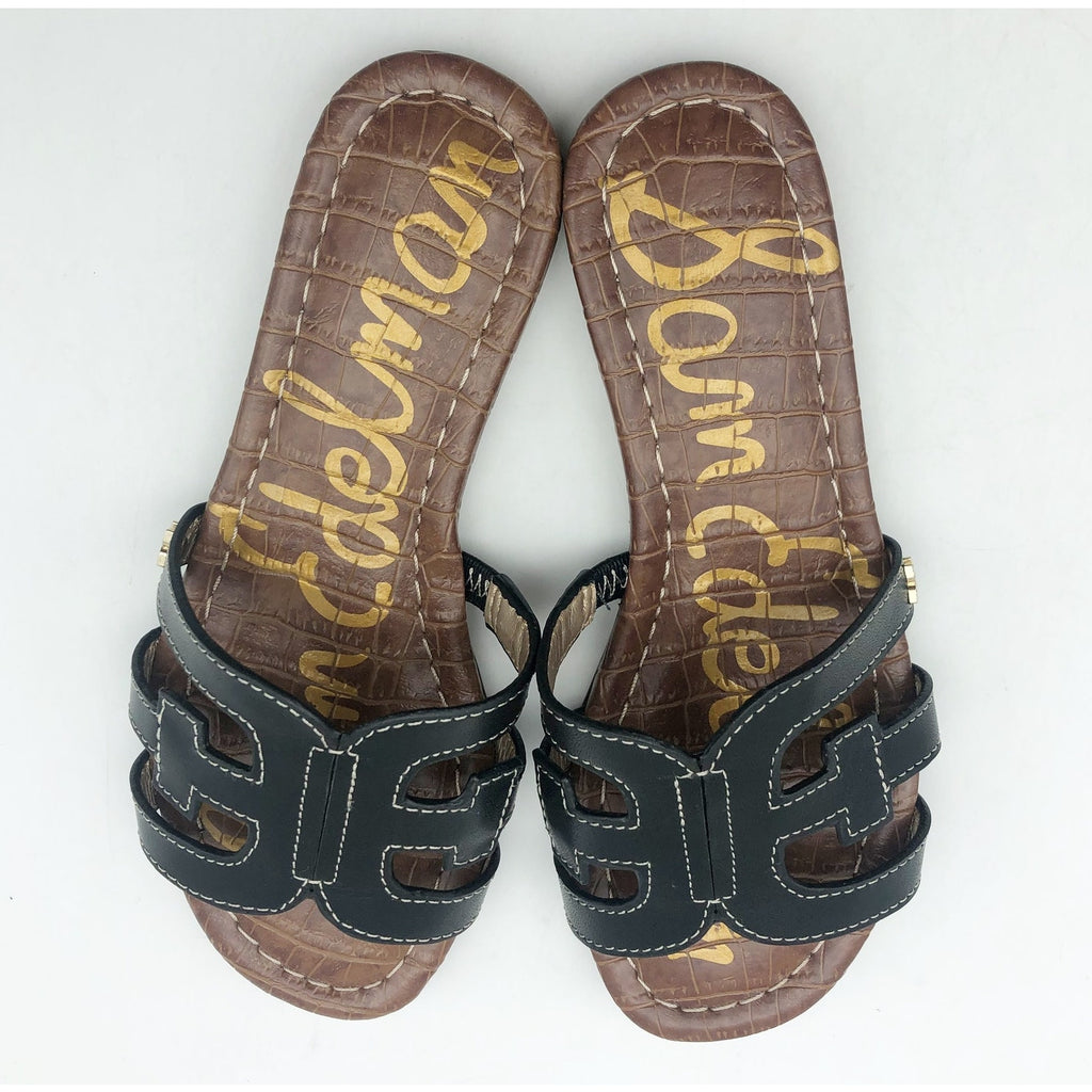 Sam Edelman Girls Bay Cut Out Slide Sandals US 13 M EU 31 Black Leather NIB