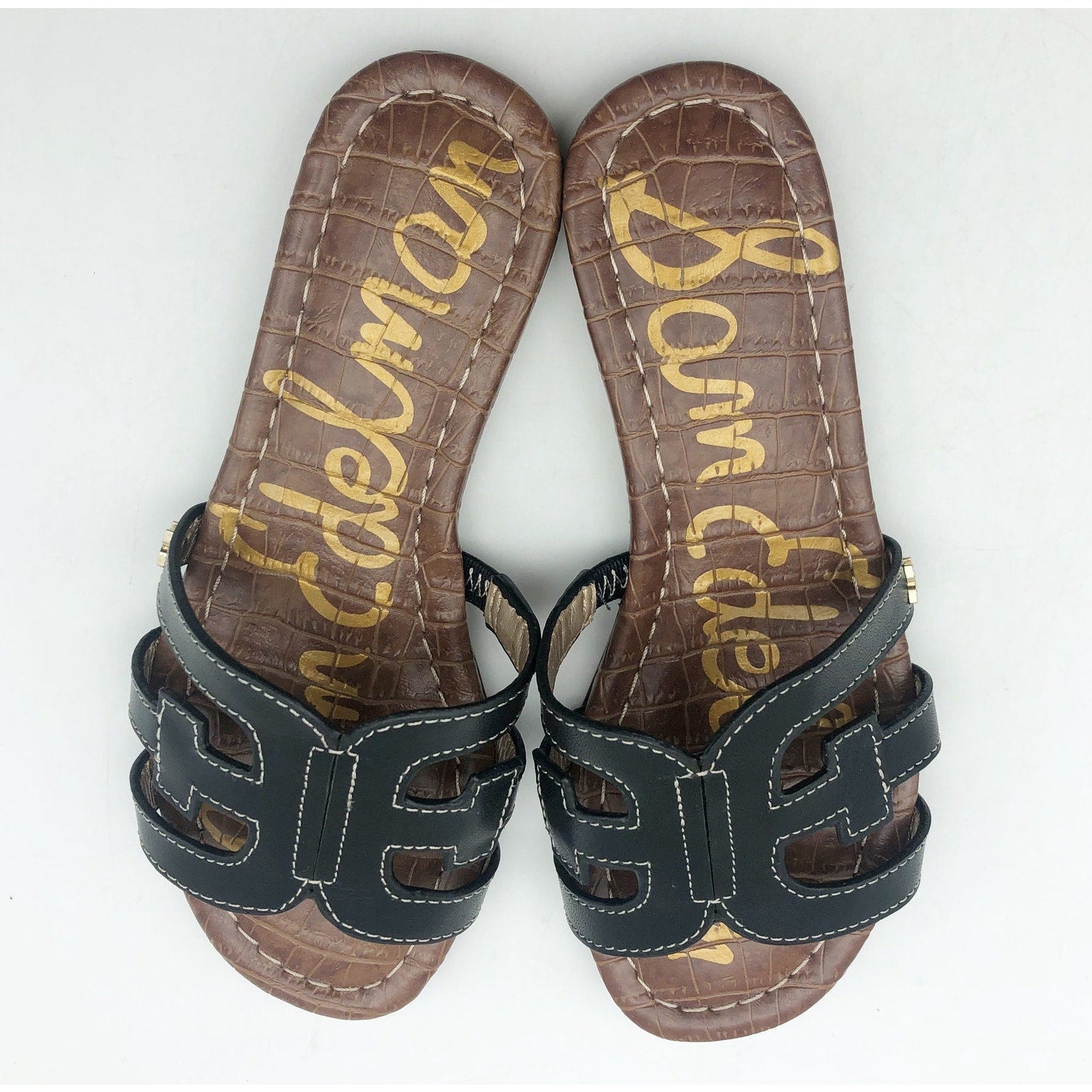 Sam Edelman Girls Bay Cut Out Slide Sandals US 13 M EU 31 Black Leather NIB