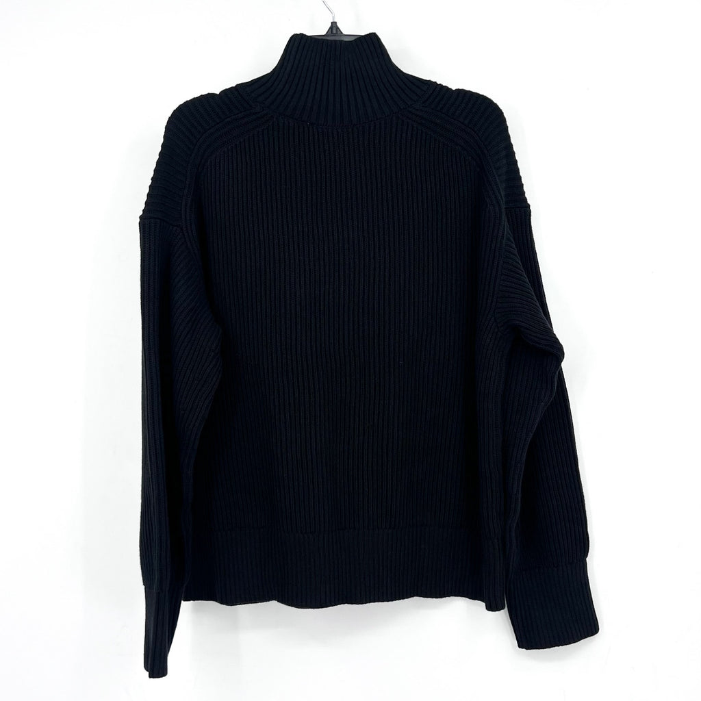 EVERLANE Women's The Organic Cotton Ribbed Turtleneck Sweater Large Black NWT