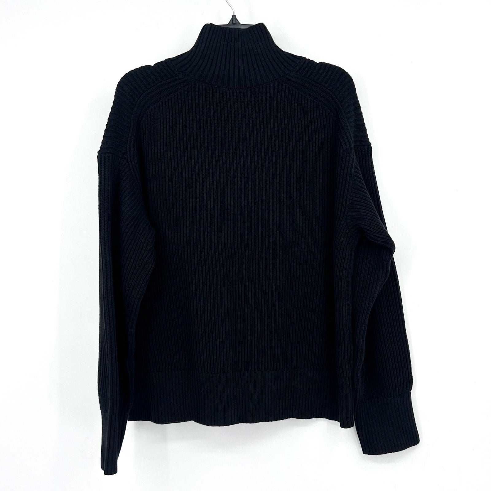 EVERLANE Women's The Organic Cotton Ribbed Turtleneck Sweater Large Black NWT