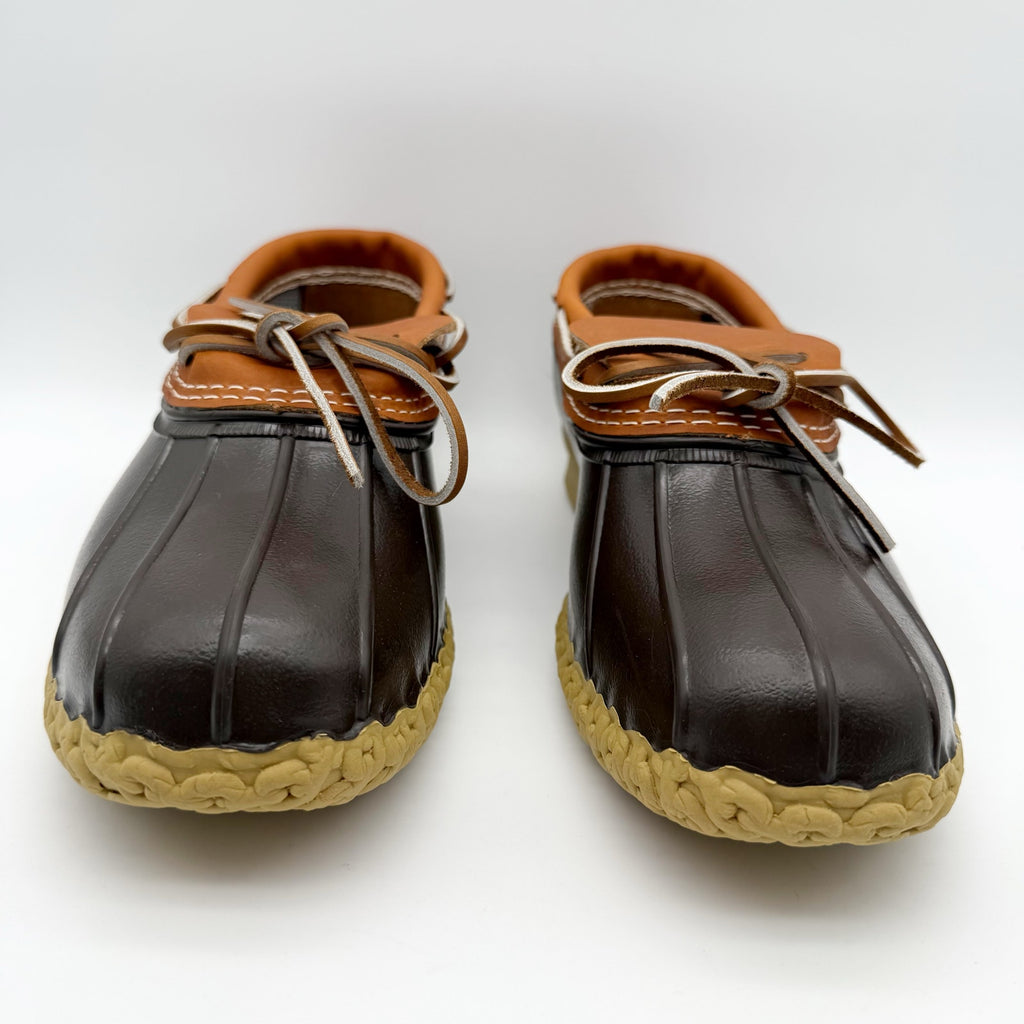 L.L.Bean Mens Rubber Moc Boots Size 10.5 M Brown Rubber Leather Waterproof NWOB