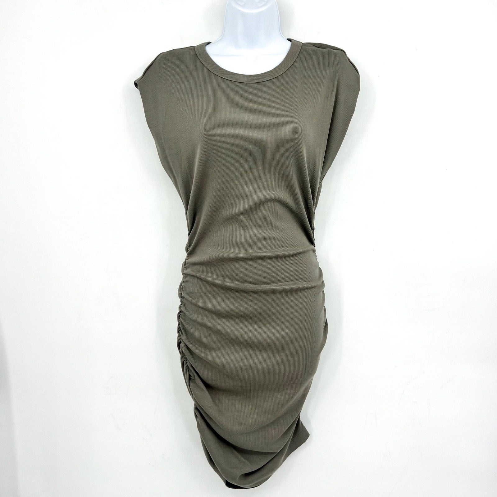 MICHAEL STARS Womens Ricci T-Shirt Dress Small Olive Green Short Sleeve NWT