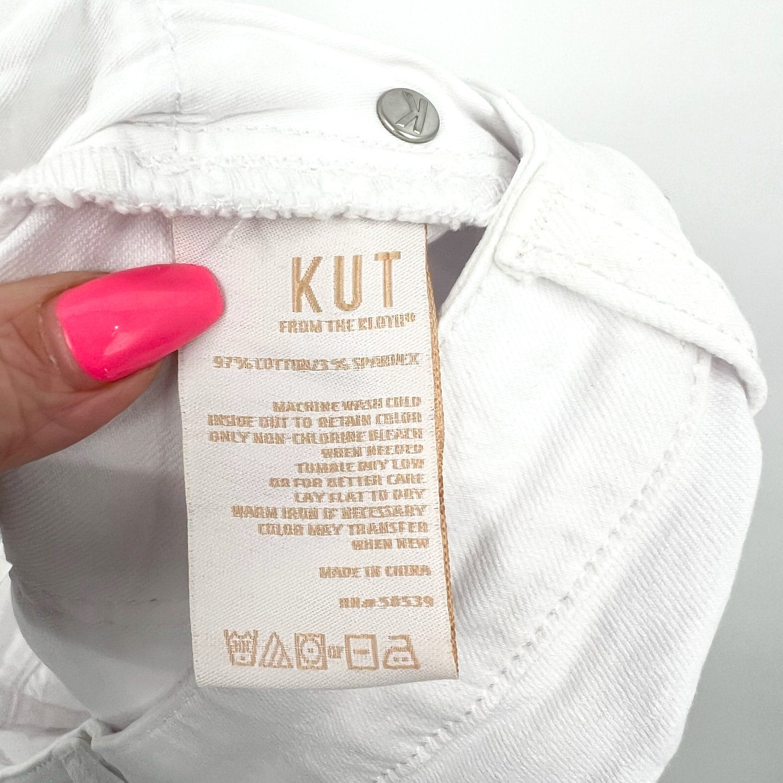 KUT FROM THE KLOTH Jane Cuff Denim Shorts Size 8 Optic White High Waist NWT