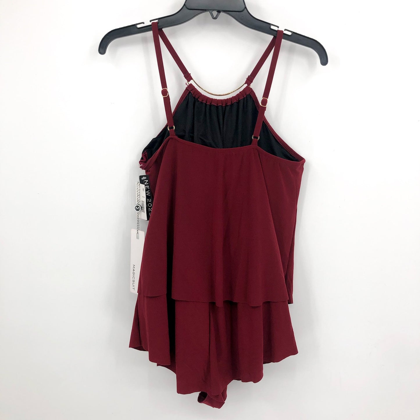MAGICSUIT Halo Effect Missy Romper Swimsuit Size 10 Red Merlot One Piece NWT