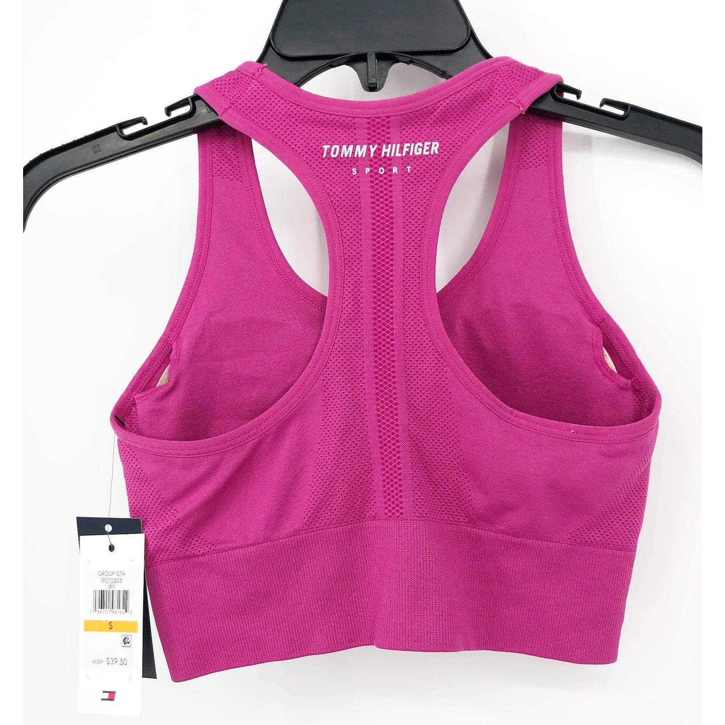 TOMMY HILFIGER SPORT Seamless Sports Bra Small Pink Dahlia Seamless Scoop NWT