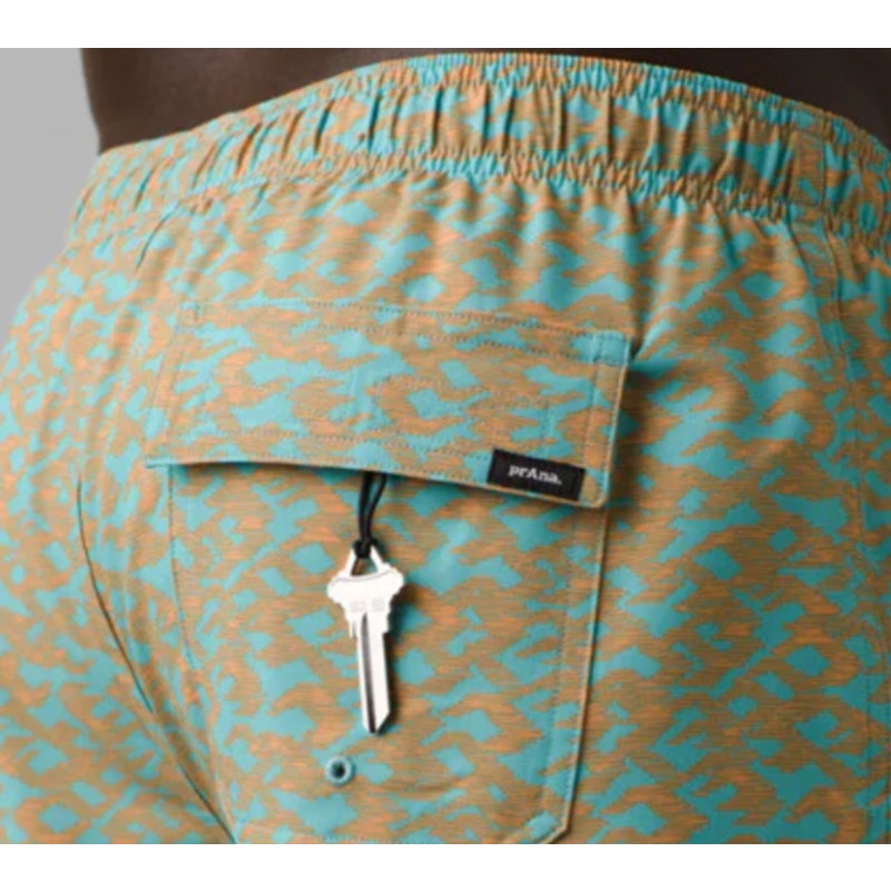 PRANA Men's Plunge Swim Shorts XXL Blue Tan Aqua Current 6" Inseam NWT