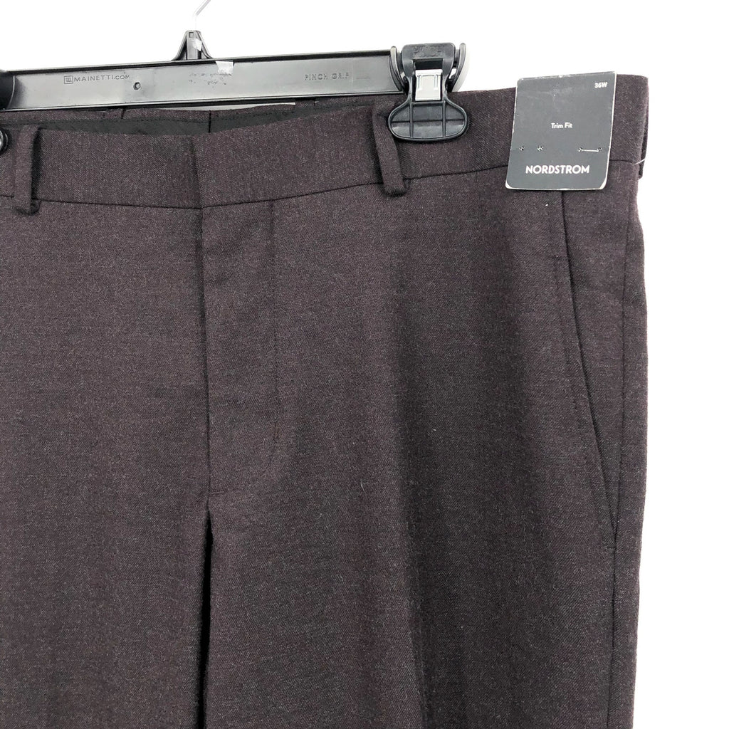NORDSTROM Men's Trim Fit Trousers Pants 36R Dark Grey Flat Front Stretch NWT