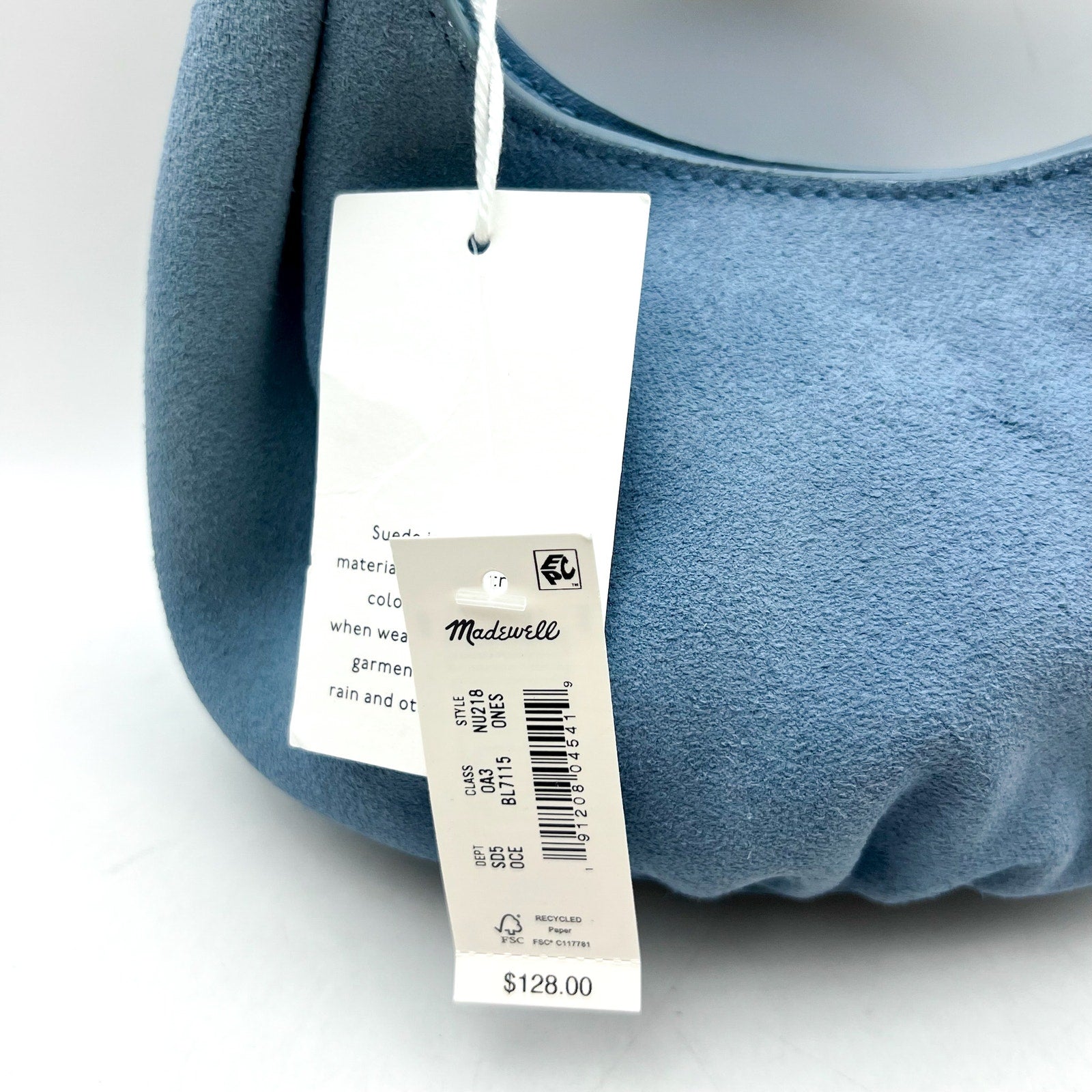 MADEWELL Women's The Mini Camren Handbag Blue Ocean Suede Leather NWT