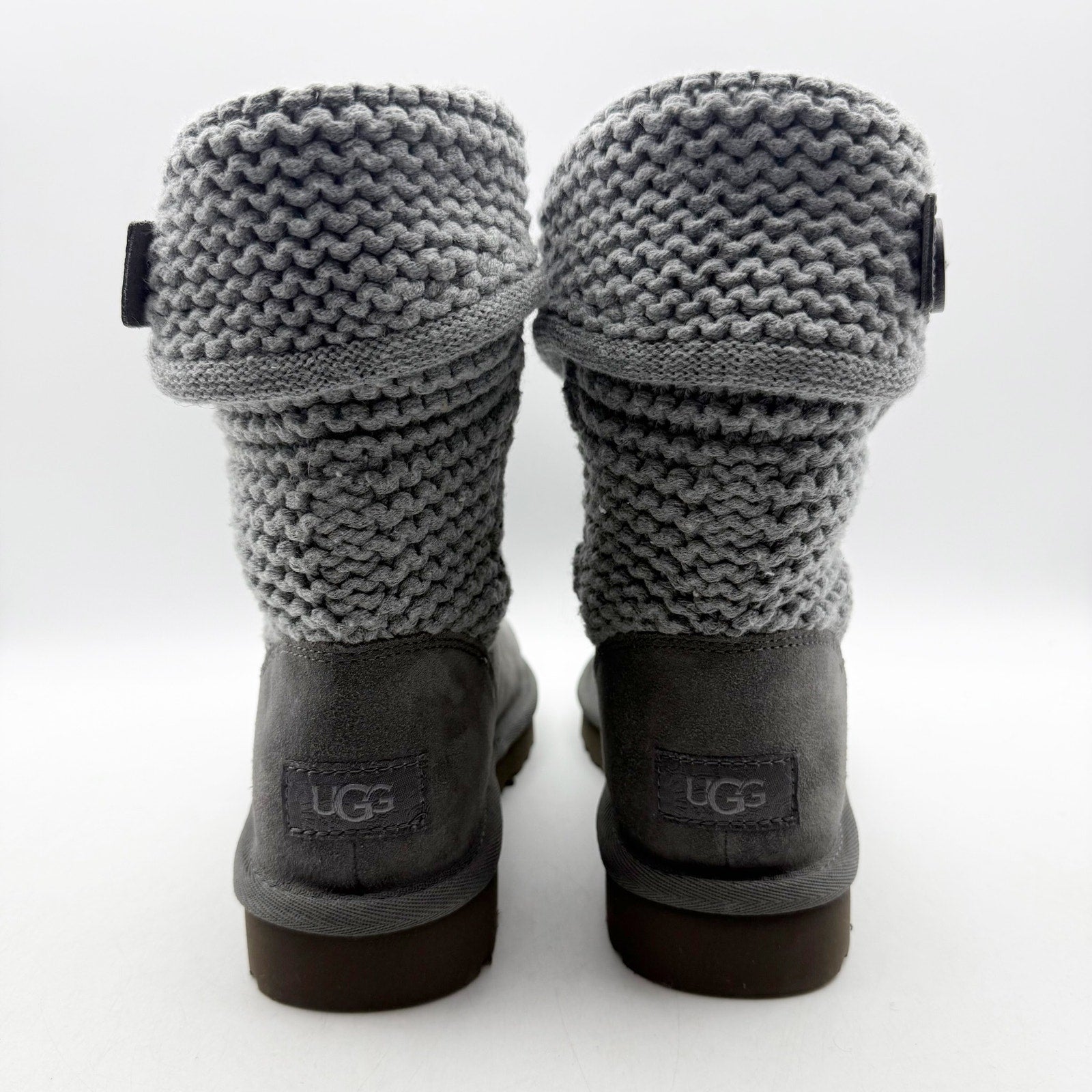 UGG Womens Shaina Mid Calf Boots US 5 EU 36 Gray Suede Knitted NWOB