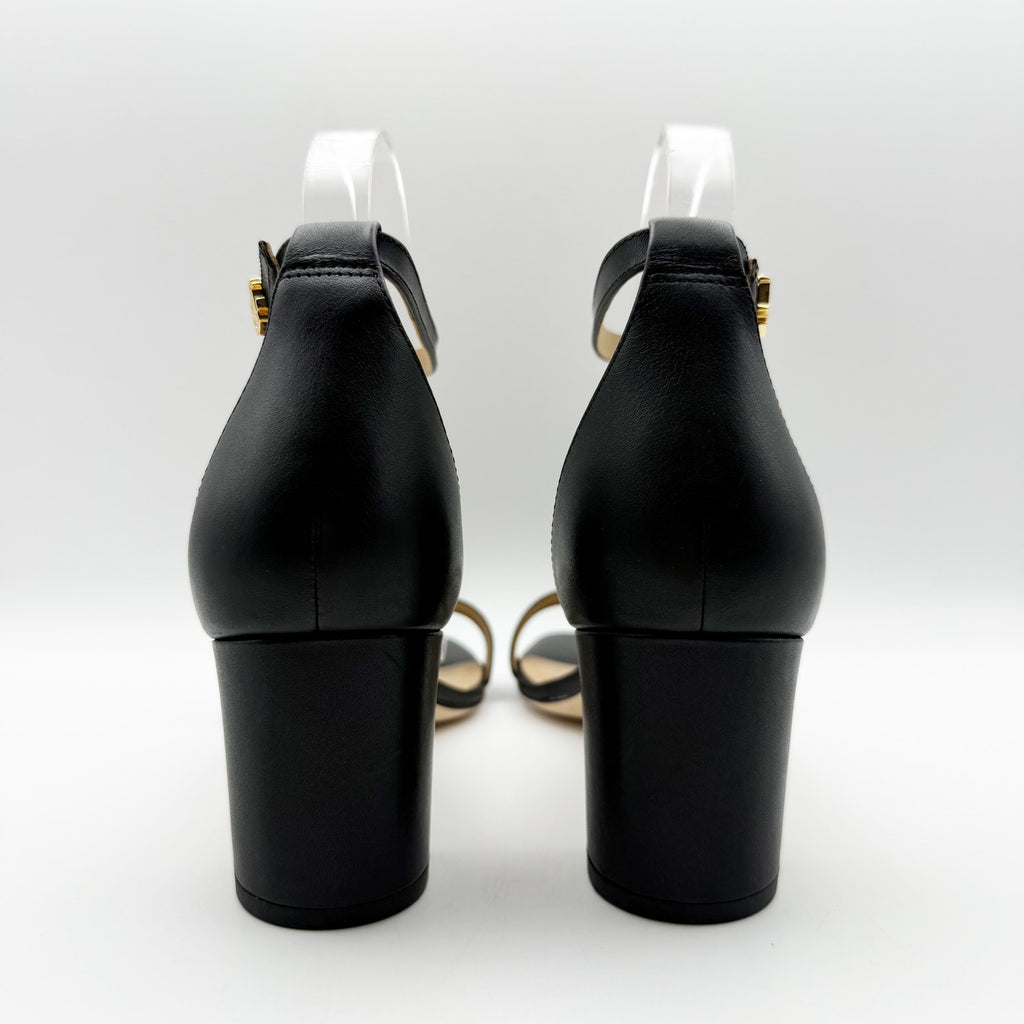 Lauren Ralph Lauren Womens Logan Heeled Sandals US 9.5 Black Leather NIB