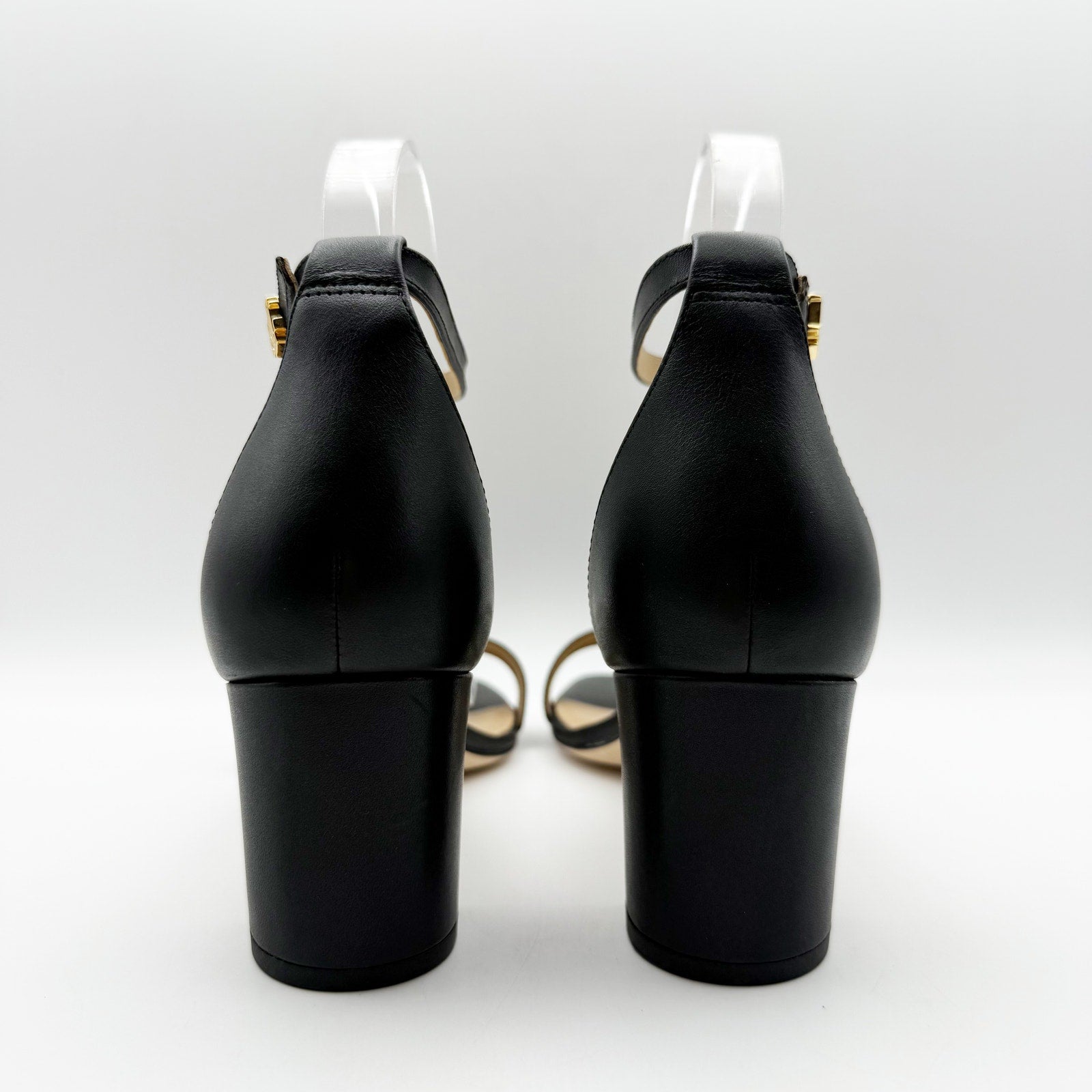 Lauren Ralph Lauren Womens Logan Heeled Sandals US 9.5 Black Leather NIB