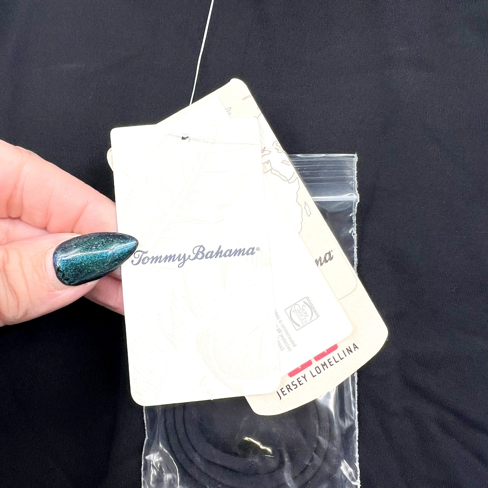 TOMMY BAHAMA Pearl Bandeau One-Piece Swimsuit Size 6 Black Shirred NWT