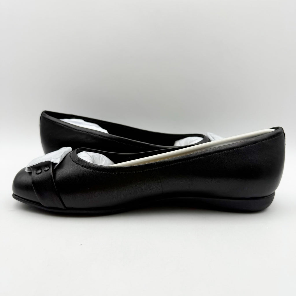 Trotters Womens Sizzle Signature Flat US 8.5 WW EU 39 Black Leather Slip On NIB