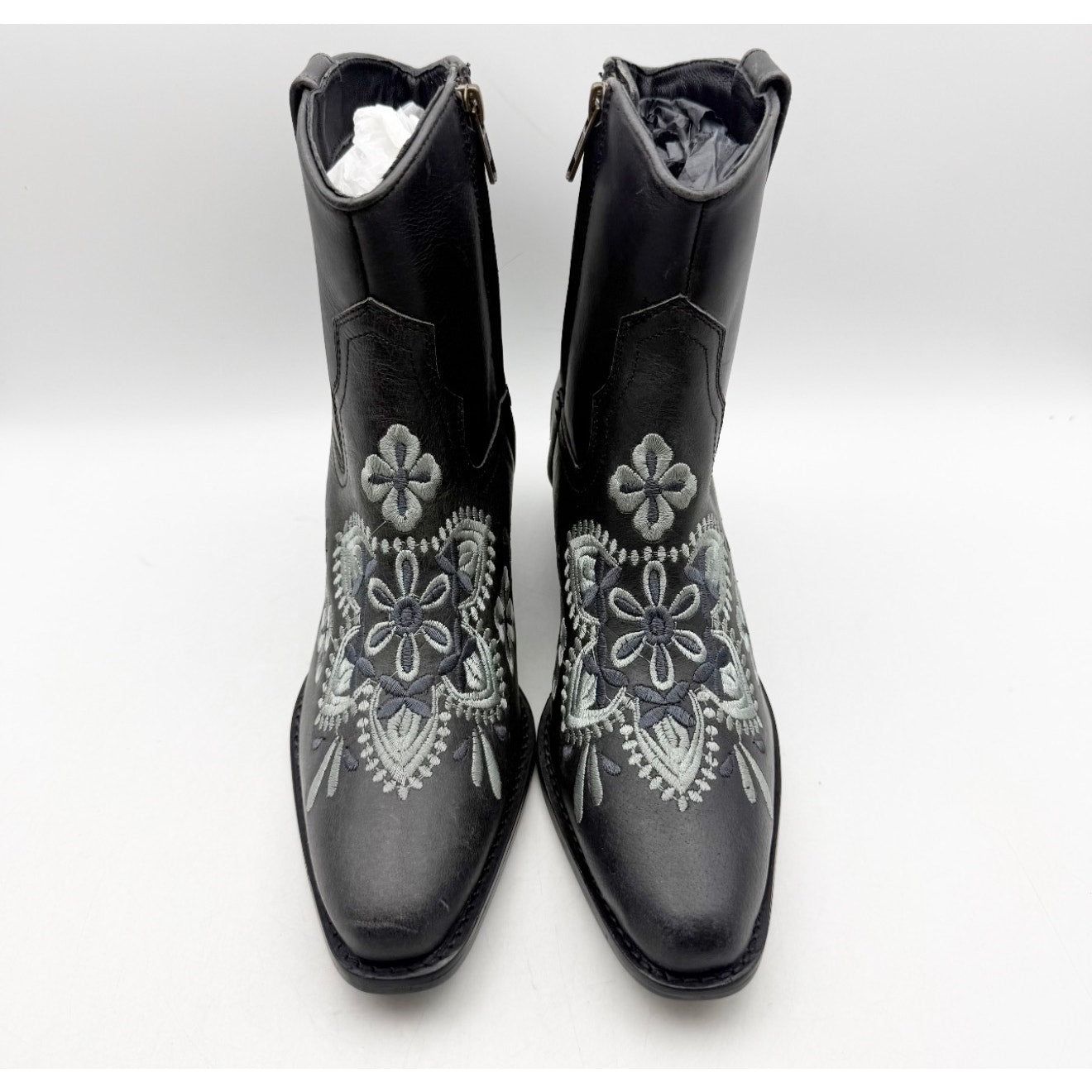 Diba True Women's Cains Ville Western Bootie US 6 M Black Charcoal Leather NWOB