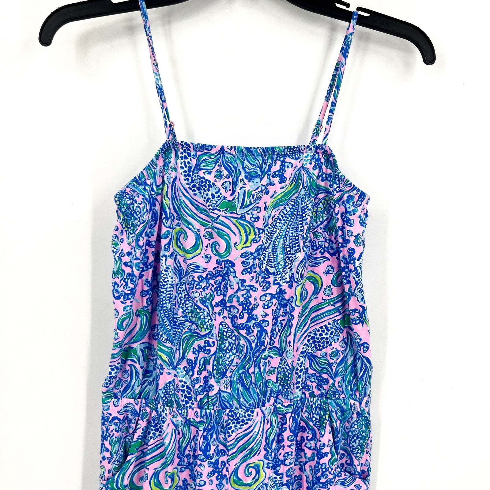 LILLY PULITZER Girl Mini Jace Romper XL 12-14 Pink Blue We Mermaid It NWOT